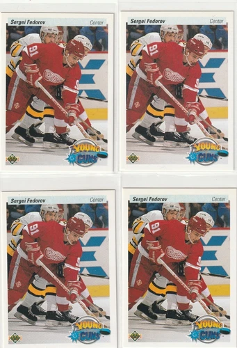 4 SERGEI FEDOROV 1990-'91 UPPER DECK YOUNG GUNS RC'S