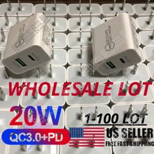 PD 20W USB-C Dual Port Adapter Wall Charger For iPhone 14 12 13 Pro SAMSUNG Lot