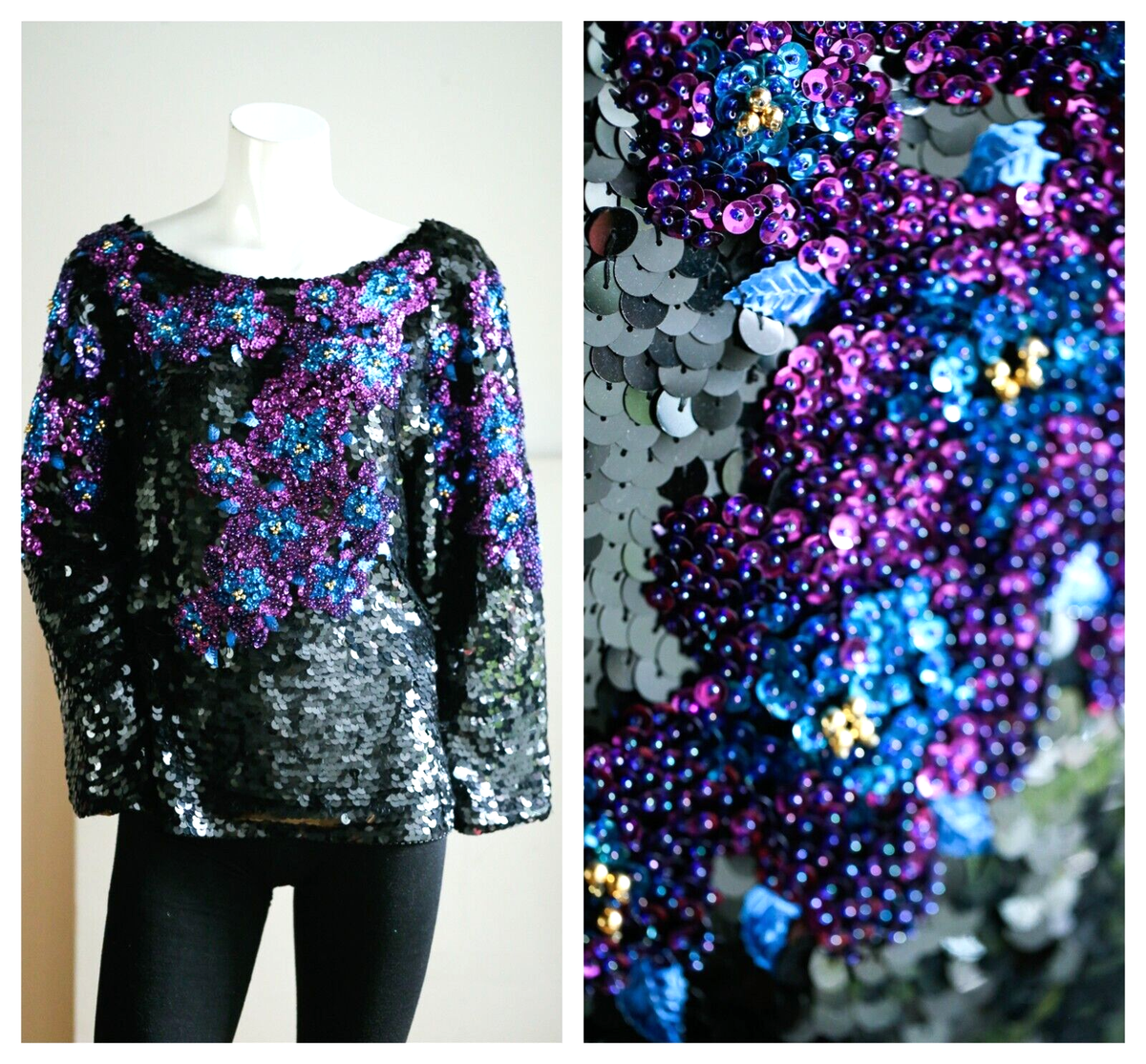 bell sleeve sequin top