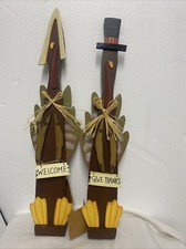 Thanksgiving Turkey Pair hanging decor wood 21.5