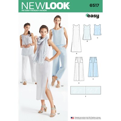 NEW LOOK 6517 MISSES KLEID TUNIKA TOP HOSE Schnittmuster Gr. 10 - 22