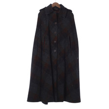 Feminella Wool Brown & Green Checked Cape Uk Size 14.