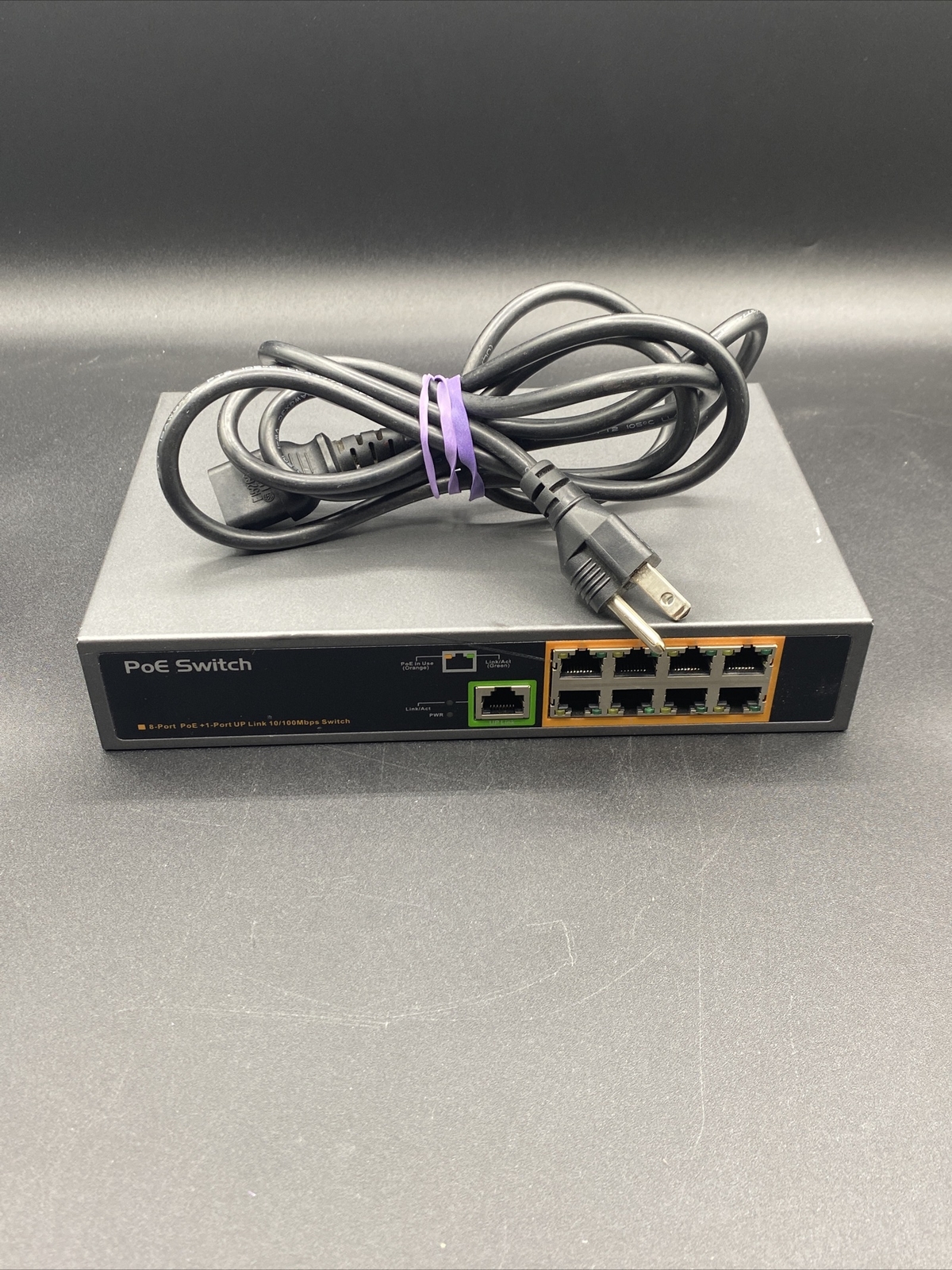 Genuine BV-Tech POE-SW801 8-Port PoE+ Unmanaged Switch Tested Working w PWR CORD