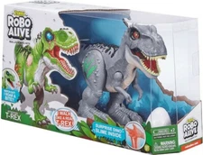 Robo Alive Grey T-Rex Dinosaur Robotic Glow Slime Surprise Dino Egg Toy Set 