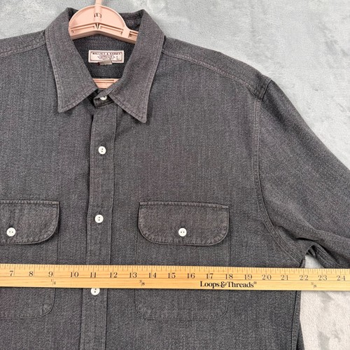 Wallace & Barnes Shirt Mens L Charcoal J Crew Button Up Long Sleeve - Picture 8 of 10