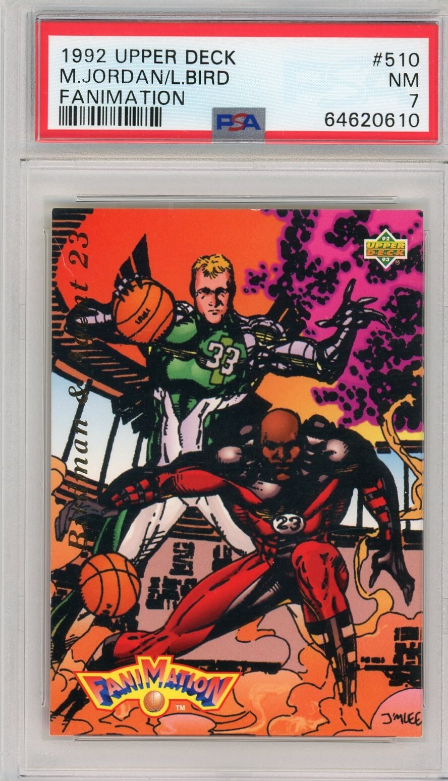 1992 Upper Deck Fanimation #510 Michael Jordan Larry Bird PSA 7 NM