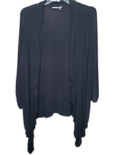 Chico's Travelers Black Draped Open Front Zipper-Cuff Long Sleeve Jacket 3 XL 