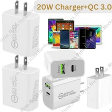  20W PD QC Fast Charger USB C Power Adapter Block For iPhone 14 13 12 11 XR XS 8