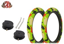 ALTA 20" X 2.35" SEMISLICK STREET PARK TIRES BMX BIKE CAMO GREEN/BEIGE 6PC SET.