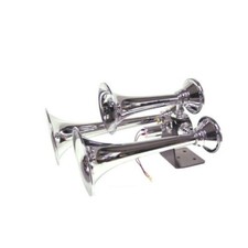 Omega AH-300 Chrome Train Horn AH300 Triple Train Horn Chrome Brass Horn Asse...