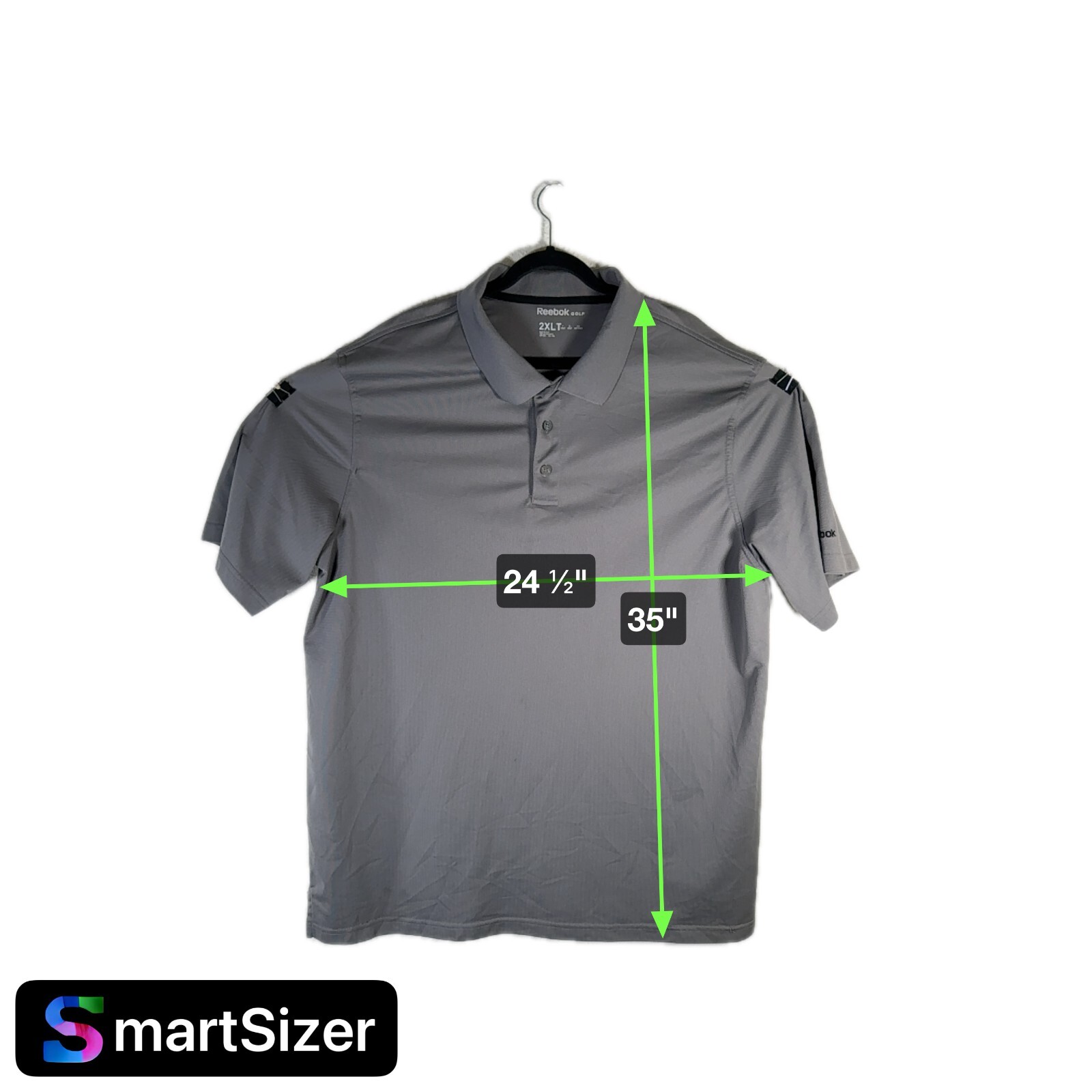 Reebok Golf Grey Short Sleeve Casual Activewear Collared Polo Shirt Top | 2XLT thumbnail 4