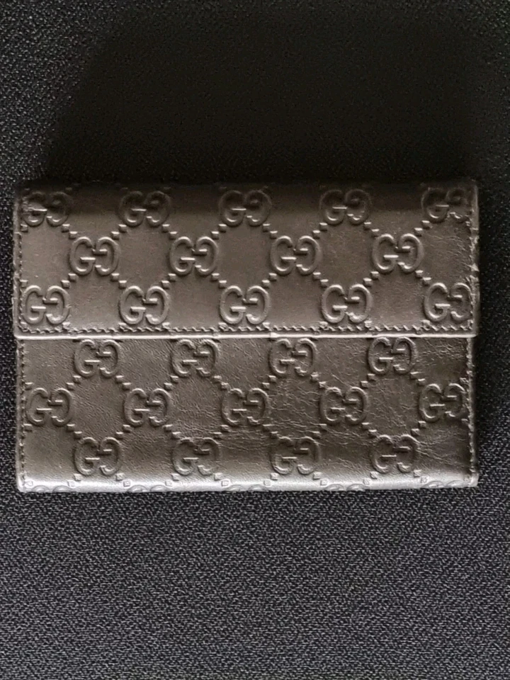 GUCCI PURSE GUCCISIMA PATTERN BROWN LEATHER A VINTAGE COLLECTIBLE FASHION BEAUTY - Image 2 of 4