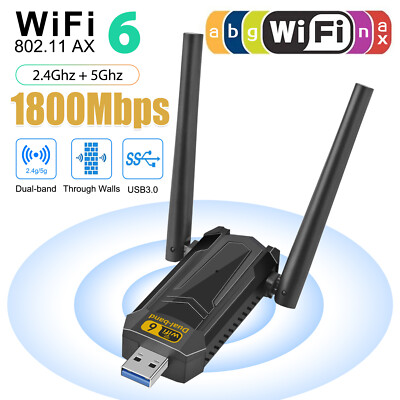 WiFi Dual Band USB Adapter, AX1800 2.4/5Ghz Wireless Network Card for PC Desktop