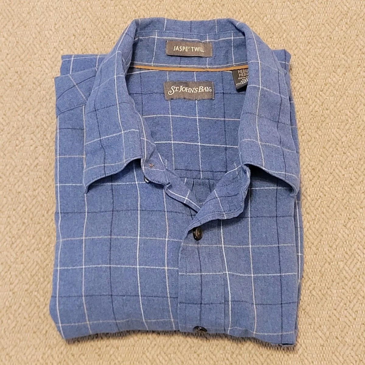Vintage St. Johns Bay Shirt Jasper Twill Long Sleeve Mens Medium View 2