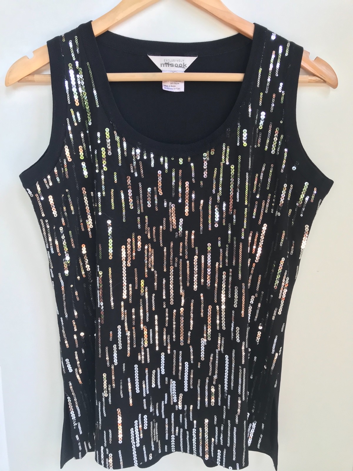 Exclusively Misook Black Sequined Shell Tank Blou… - image 3