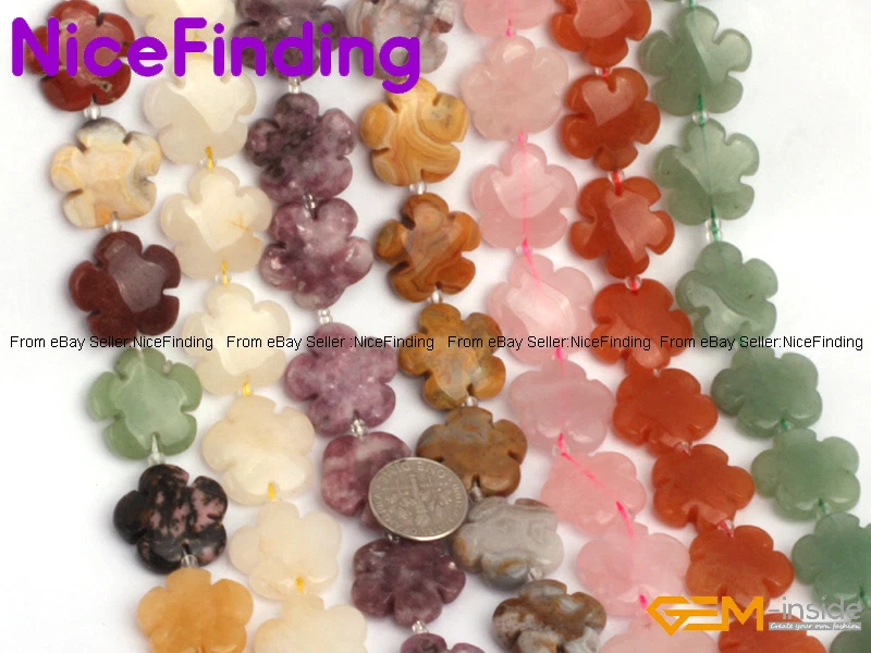 20mm Natural Flower Gemstone Beads For Jewelry Making Necklaces Bracelets 15"DIY - Image 3 of 4