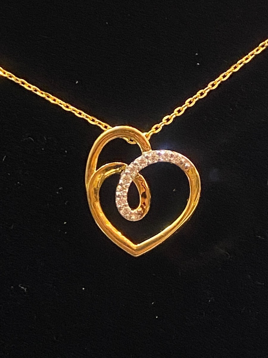 Pendentif Cœur En Or 18k Avec Diamants - 0.10 Ct - Couleur G, Clarté SI1 - Neuf étiqueté