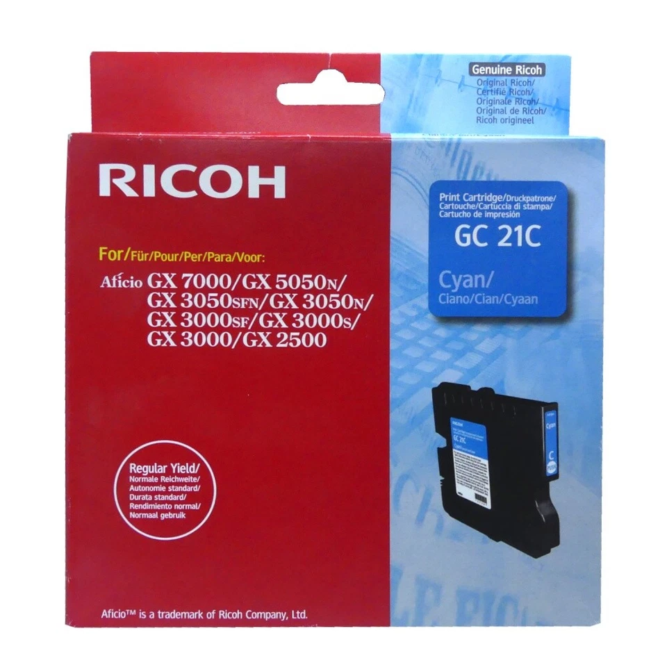 Original Ricoh Gel Cartouche GC-21C Noir pour Aficio GX 5050 7000 Ag - Photo 1/1