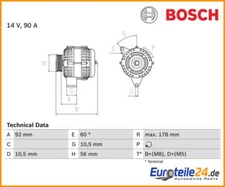 Generator Bosch 0986039750 for Mercedes-Benz E-Class