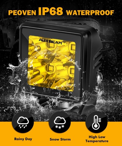 AUXBEAM 2inch LED Work Light Bar Offroad Spot Pods 4WD ATV SUV Driving Amber 2x - Picture 6 of 12