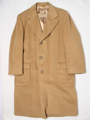 VTG Jos A Bank Gobian Camel Hair Overoat Mens 44 Natural Tan Heavy Coat USA
