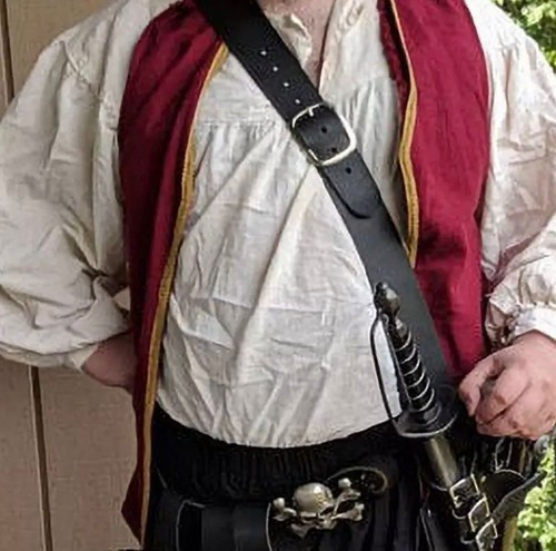 Musketeer Pirate Flintlock Sword Baldric Leather Holster Belt Larp COS Christmas - Picture 5 of 8