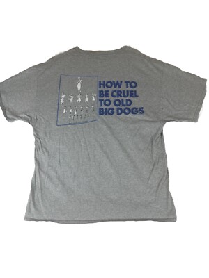 Vintage Y2K Big Dog Graphic T-shirt OLD DOG EYE CHART SIZE XL GRAY