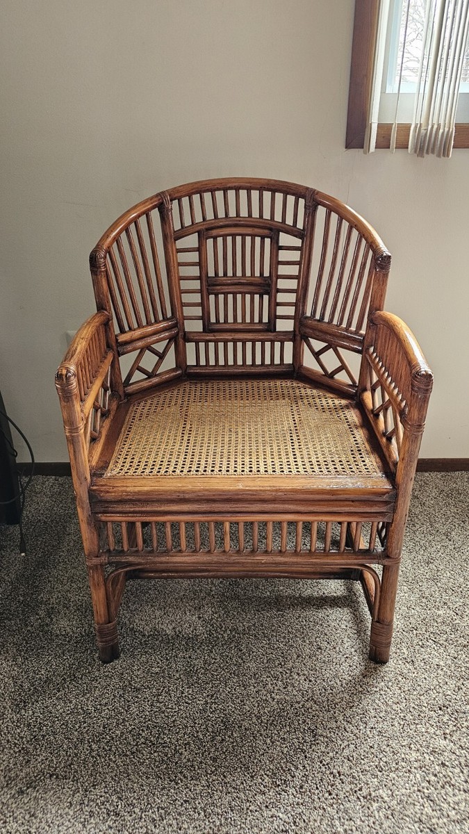 1950s Mid-Century Brighton Pavilion Rattan Scorched Bamboo Cane