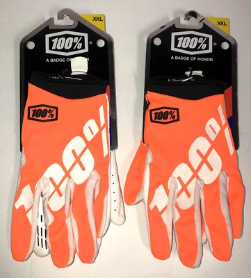 TWO Pairs Of 100%  Brand Itrac Gloves Adult XXL Orange New ATV MX UTV Dirt bike
