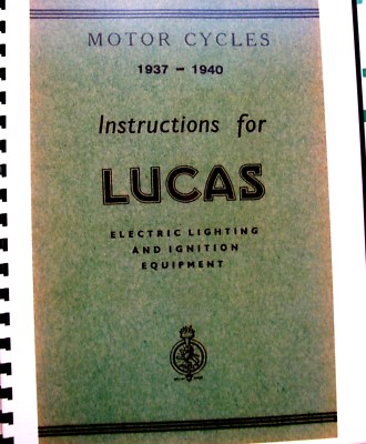 1937-1940 Maintenance Instruct.For LUCAS  Electrical Lighting &  Ignition Equip.