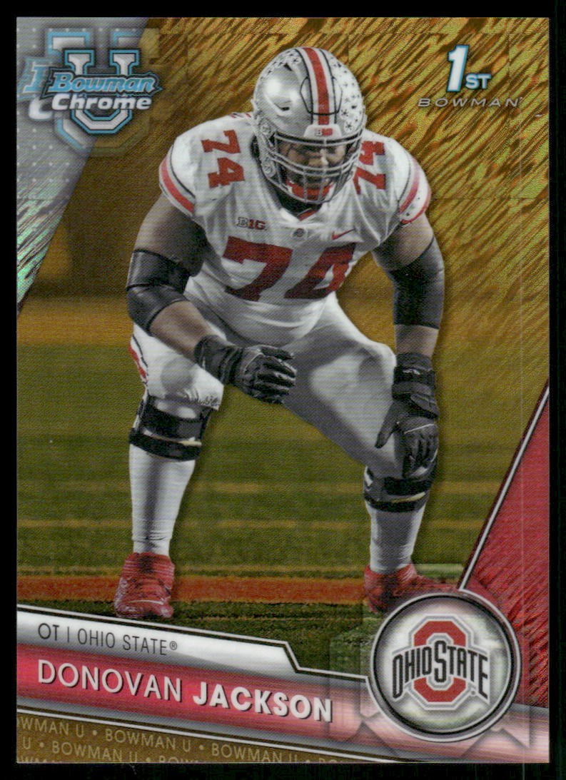 2023 Bowman University Chrome #152 Donovan Jackson Gold Shimmer Refractor #/50