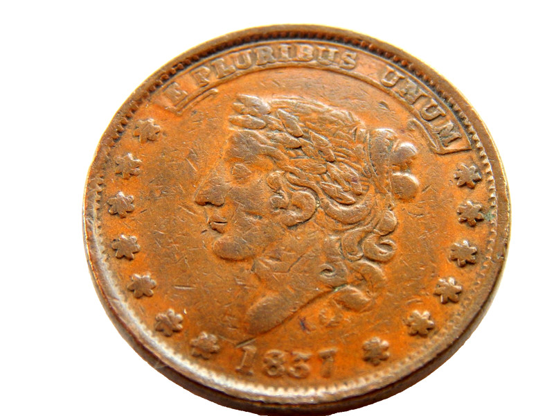 1837 HARDTIMES HT 61 R-2 TOKEN MINT DROP , BENTONIAN CURRENCY ,E PLURIBUS UNUM