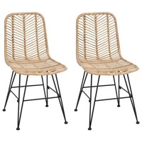 Rattan Esszimmerstuhl 2Er Set Eisen Natur 44,5 X 54,5 X 85 Cm