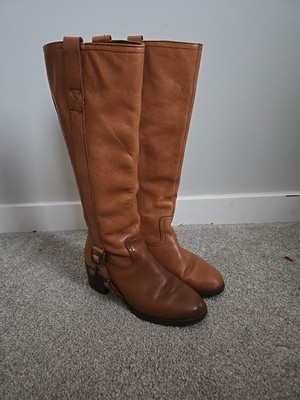 Ralph Lauren Womens Calvina Tan Leather Fashion Riding Boots Size 7.5 B