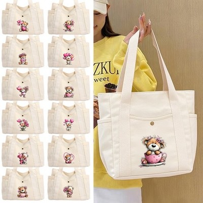 Tragetasche Teddybär Design vielseitig Handtasche Laptoptasche Arbeit Schüler Klasse