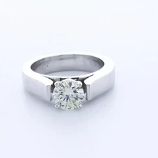 Solitaire Engagement Ring Classic Platinum 1.32 CT Round Lab-Grown Diamond H VS2