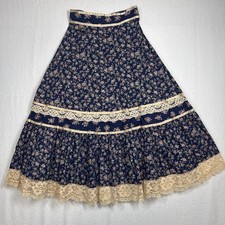 VTG Gunne Sax Maxi Tiered Floral Lace Prairie Boho Cottage Hippie Gunnies Sz 5