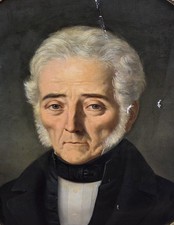 Tableau Ancien Ovale. Portrait Homme . Peinture huile sur toile  Style XlXeme 