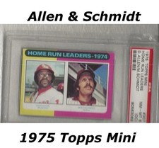 1975 TOPPS MINI PSA 8 # 307 Schmidt Allen HR Baseball Card Philadelphia Phillies