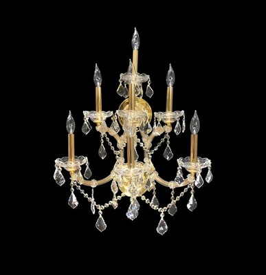 New 7-Light Maria Theresa Clear Crystal Wall Sconce Candle Style GOLD Finish