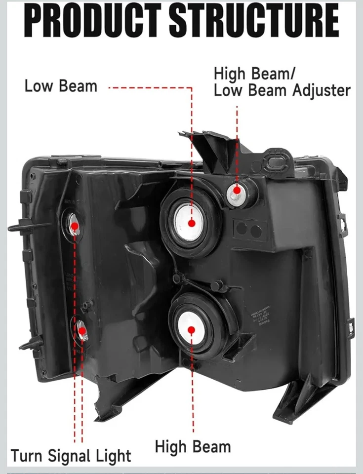 Par de montaje de faros cromados/ámbar para Chevy Silverado 1500 2500HD 3500 07-14 Foto 3 de 4