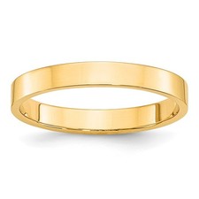10k Yellow Gold 3mm Lightweight Flat Wedding Band Ring Size 6.5