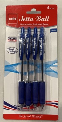 Cello Jetta Ball pens 4 blue pens Retractable ballpoint pen 1.0mm Elasto Grip