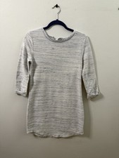 Gap Women Dress Blue White Smile Hemline Zips in Back Folded Cuffs Sz SM