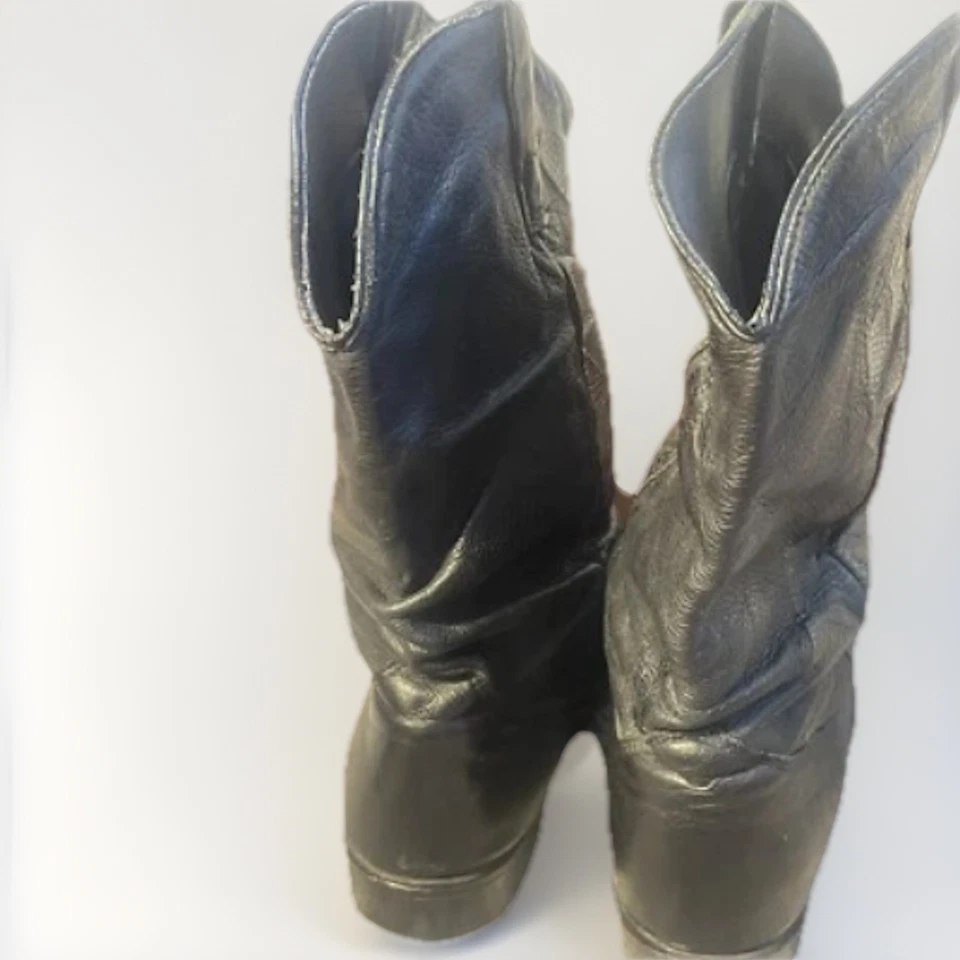 Botas Dingo Vintage Estilo Occidental Cuero Negro Suave Vaquera Lema Talla 7 Foto 3 de 4