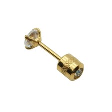 18K Yellow Gold Filled Hypoallergenic 4mm Cubic Zirconia CZ Post Stud Earrings