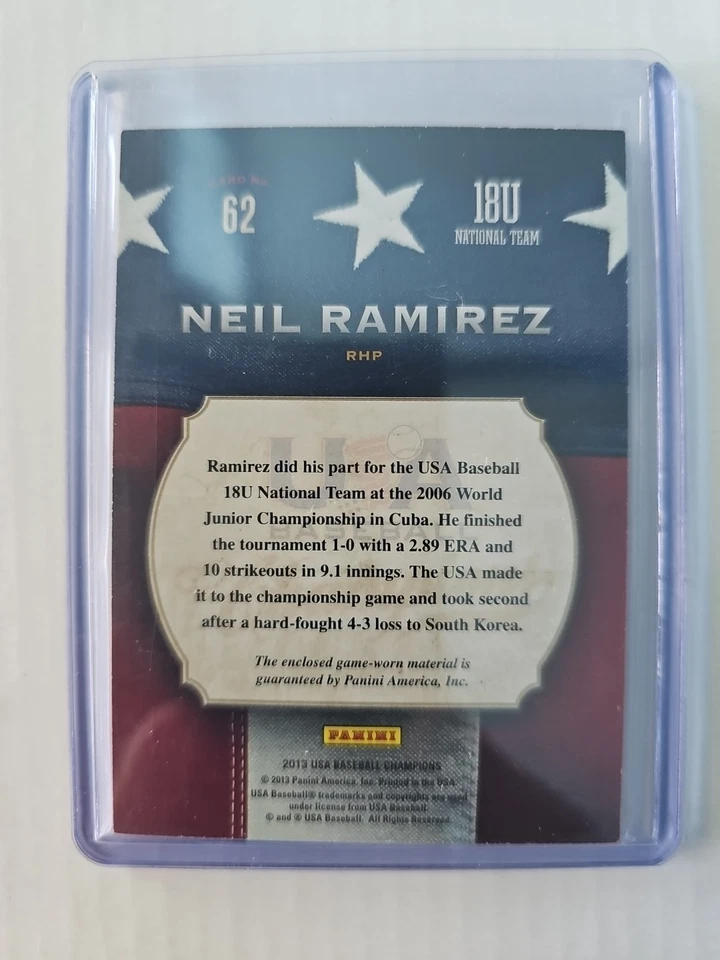 2013 Panini USA Baseball Champion - Game Gear Jerseys Neil Ramirez #62 (MEM, RC) - Image 2 of 2