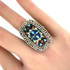 Carolyn Pollack Relios Vintage Multi Stone Chip Inlay, Sterling Silver Ring Sz 7