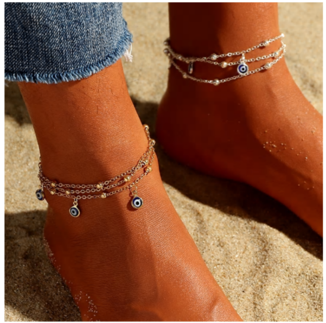 Blue Eye Protection Ankle Bracelet for Good Luck & Style