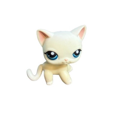 Hasbro Littlest Pet Shop LPS #410 Cream Shorthair Cat Blue Eyes Bobble Head 2006